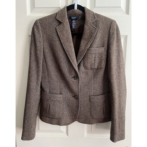 CHAPS Vintage Herringbone Wool Blend Equestrian Blazer Jacket - Picture 2 of 13